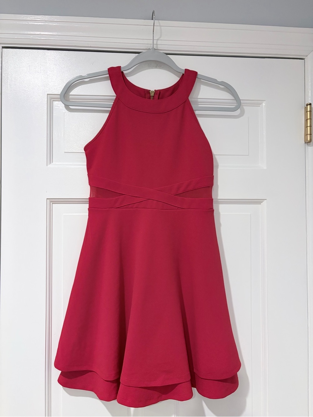 Emerald Sundae Girls Red Halter Fit-and-Flare Dress